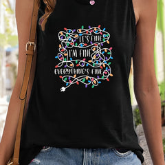 Christmas Fairy Lights & Letter Pattern Stretchy Sports Vest