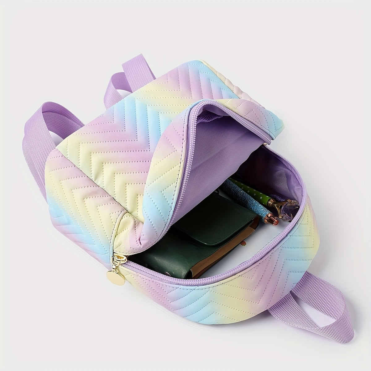 Children's Cartoon Rainbow Backpack Lightweight Waterproof PU Leather Schoolbag