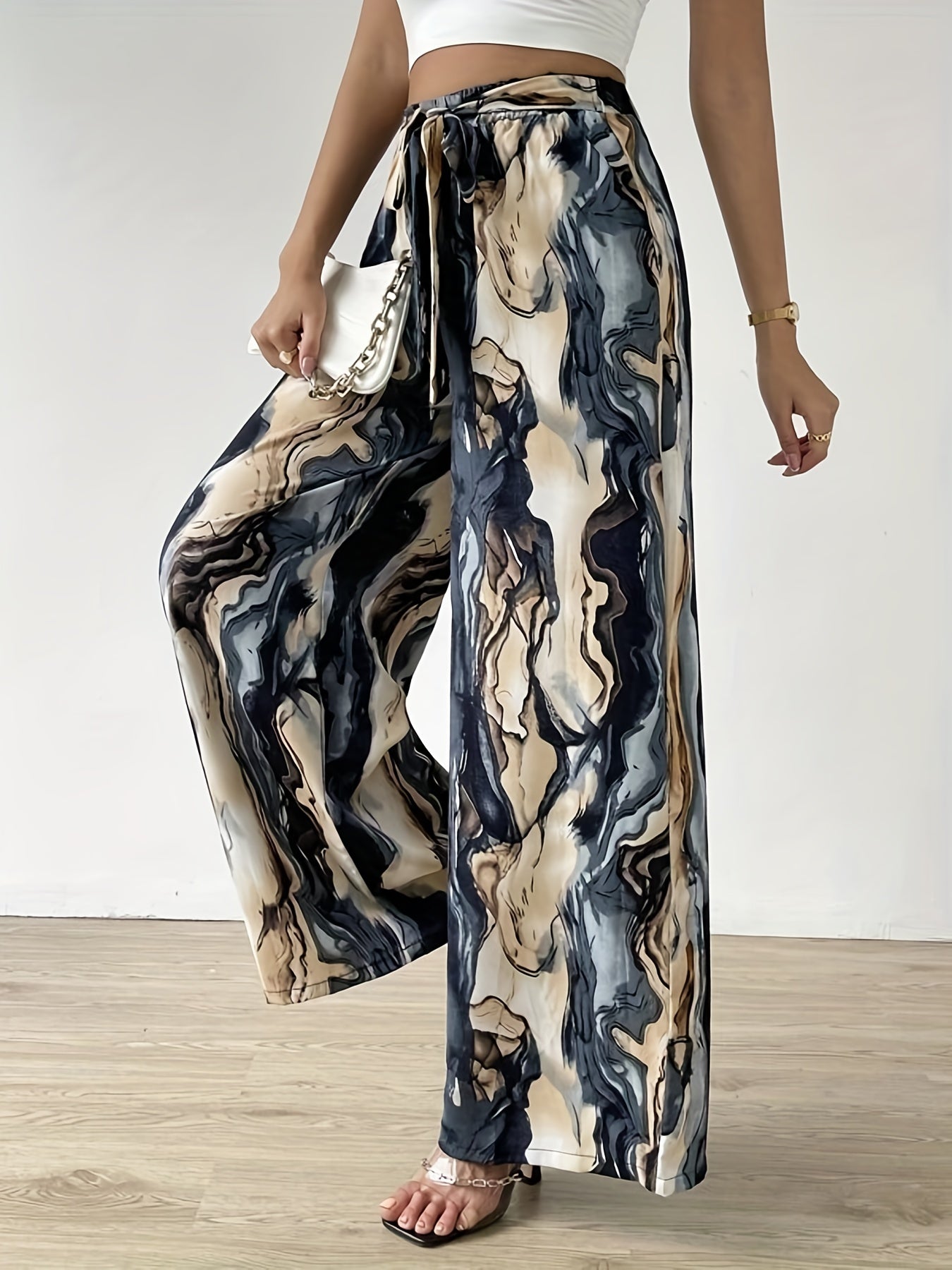 Tie Waist Wide Leg Pants for Women