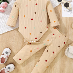 Polka Dot Romper & Pants Set for Newborn Girls