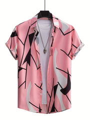 Abstract Print Men's Casual Short Sleeve Shirt