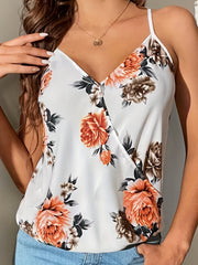 Floral Print Cami Top V Neck Sleeveless Summer Top