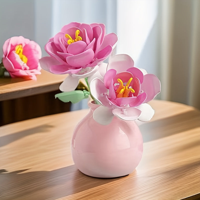 DIY Mini Building Rose Flower Green Plant Model Home Decor Toy