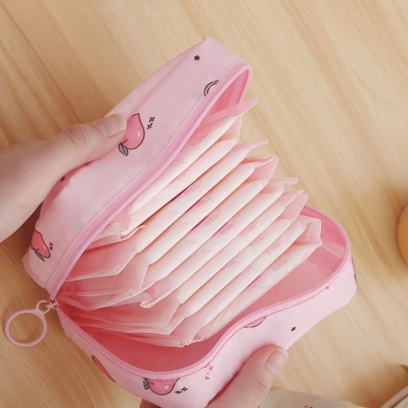 Cartoon Print Sanitary Napkin Bag with Zipper