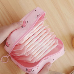 Cartoon Print Sanitary Napkin Bag with Zipper