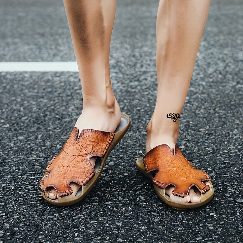 Men's Cut Out Stitch Detail Mules Casual Slippers for Beach