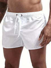 Men's Quick Drying Beach Shorts - Solid Waist Drawstring Shorts