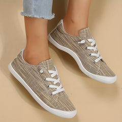 Women's Canvas Lace Up Sneakers Casual Flat Shoes