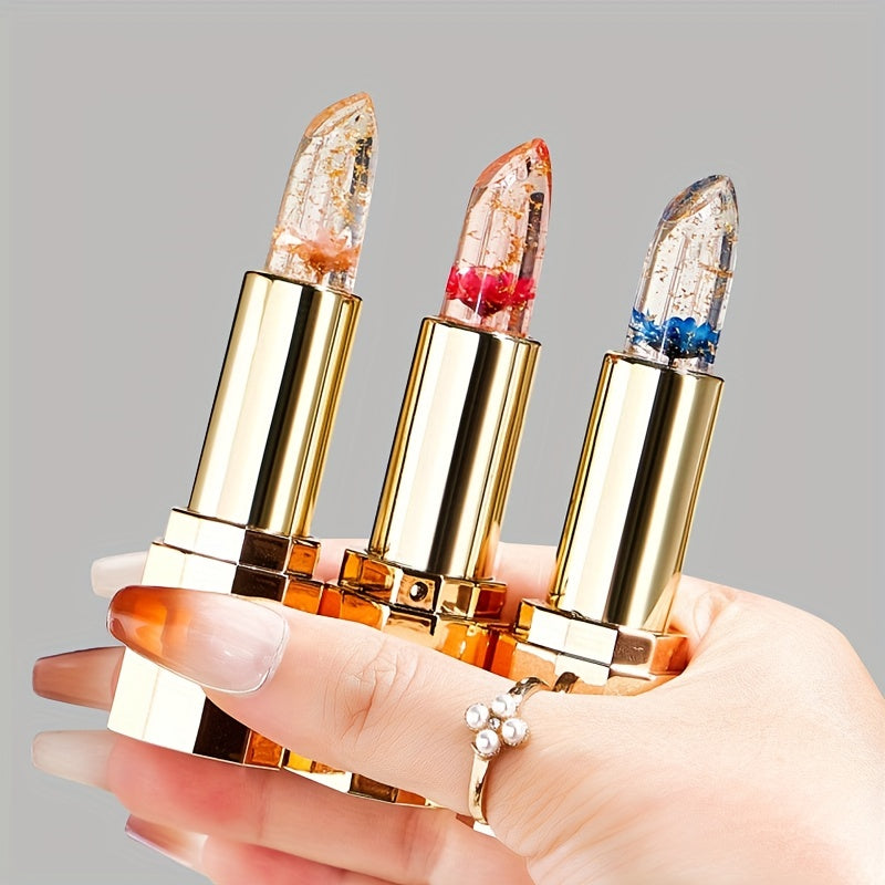 Color Changing Flower Lipstick with Temperature Sensing Golden Foil