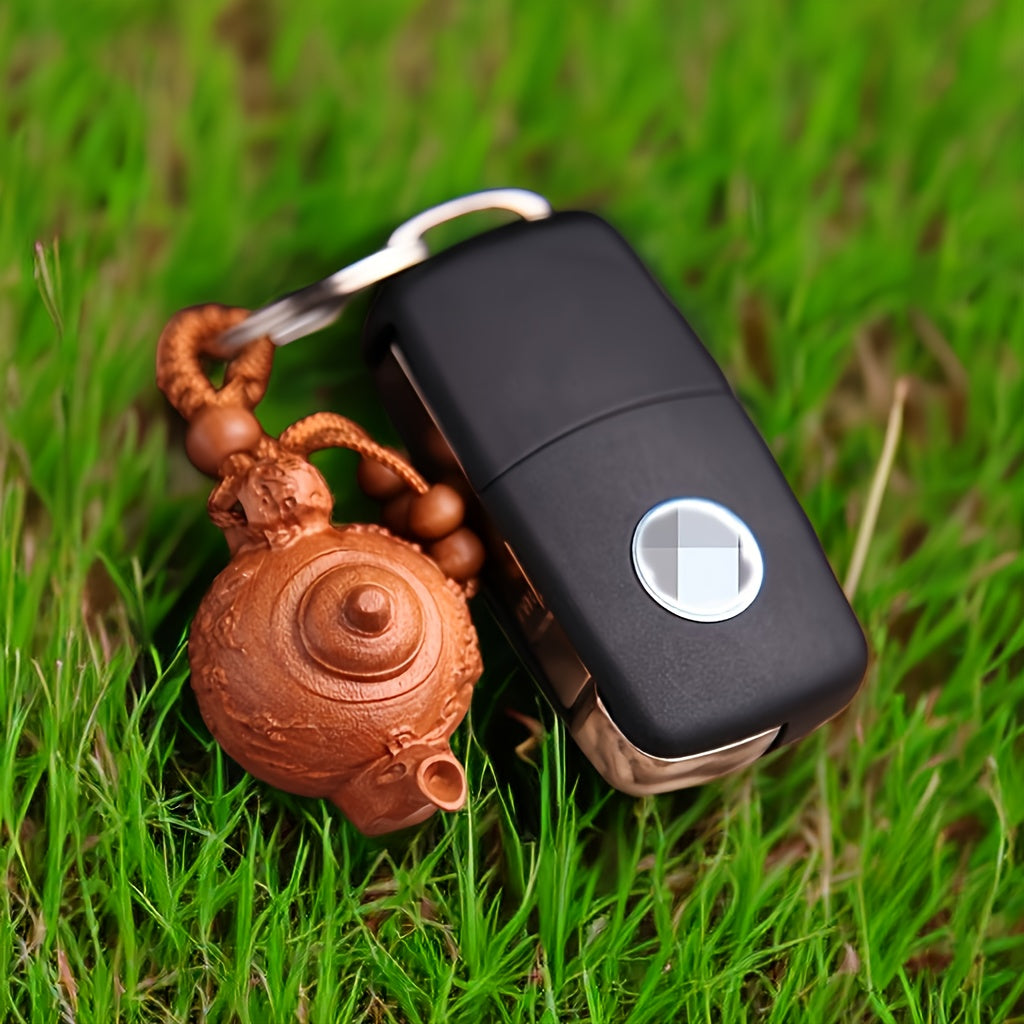 Plum Teapot Pendant Keychain 3D Car Key Chain Decoration