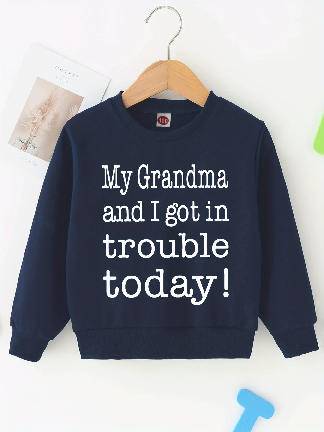 Letter Print Boys Casual Pullover Hooded Sweatshirt