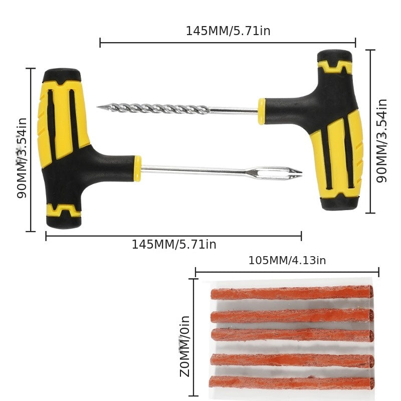 8pcs Tire Repair Kit w/ Rubber Strips Tubeless Puncture Plug Set