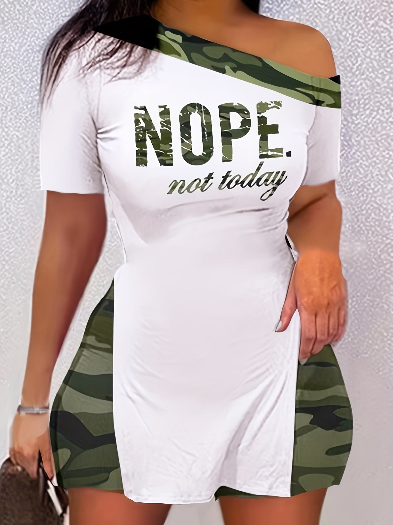 Graphic Print One Shoulder Tee & Shorts Set