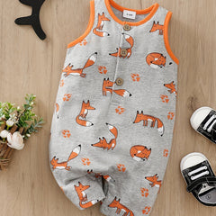 Baby Boys Fox Print Sleeveless Romper Jumpsuit
