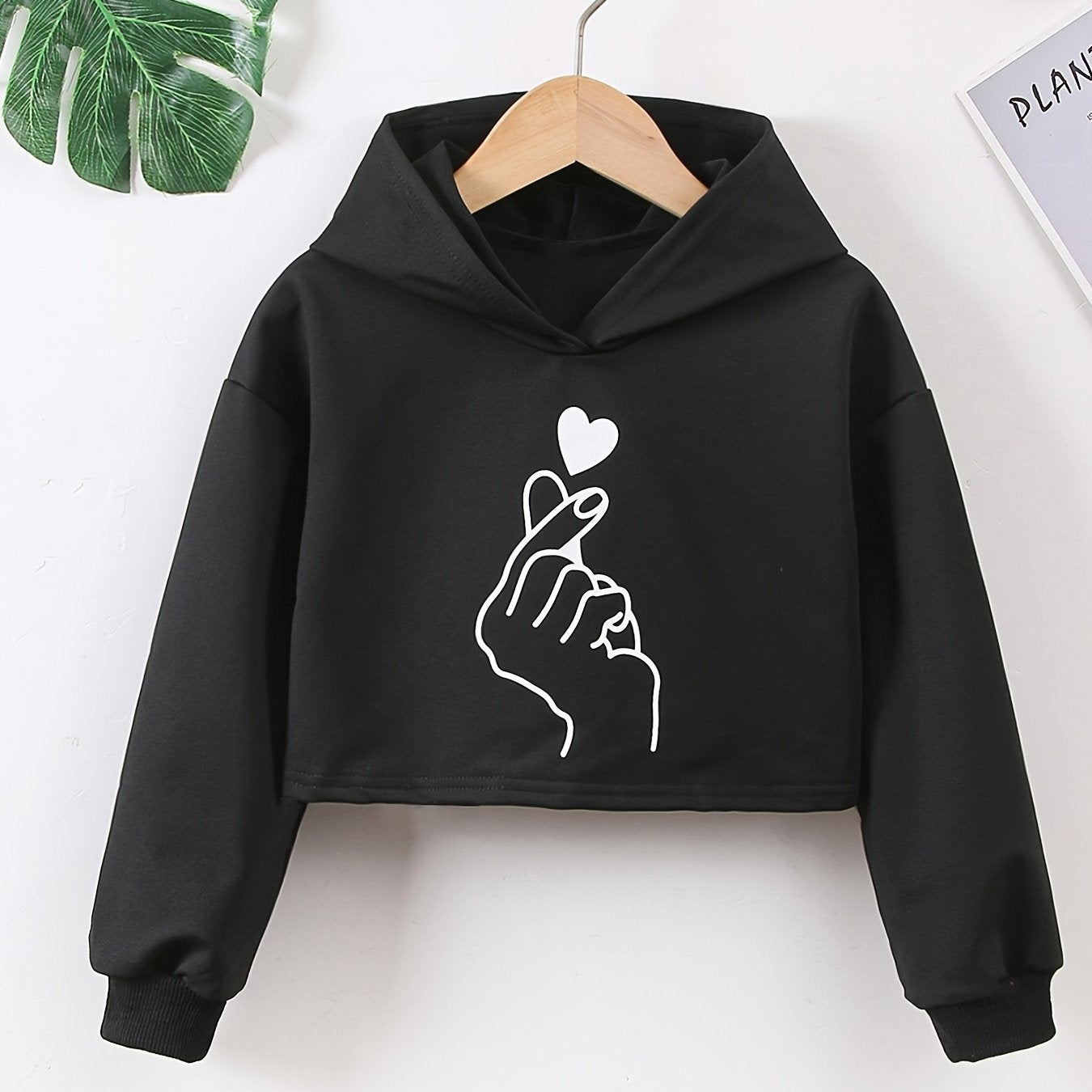 Girls Hoodie Graphic Long Sleeve Pullover Sweatshirt Crop Top Kids Clothes