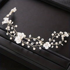 Flower Tiara Pearl Headband Wedding Hair Accessories Prom Headdress