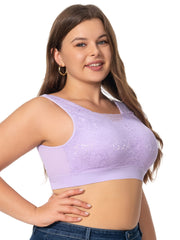 Floral Jacquard Lace Seamless Plus Size Bra High Stretch