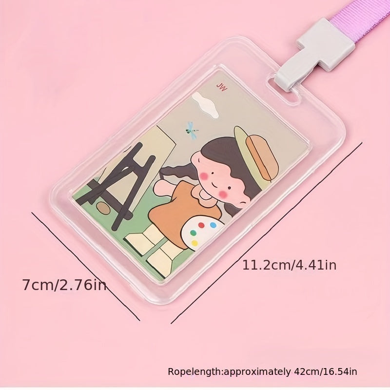 Transparent Card Holder With Lanyard Student ID Business Card Holder