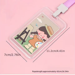 Transparent Card Holder With Lanyard Student ID Business Card Holder