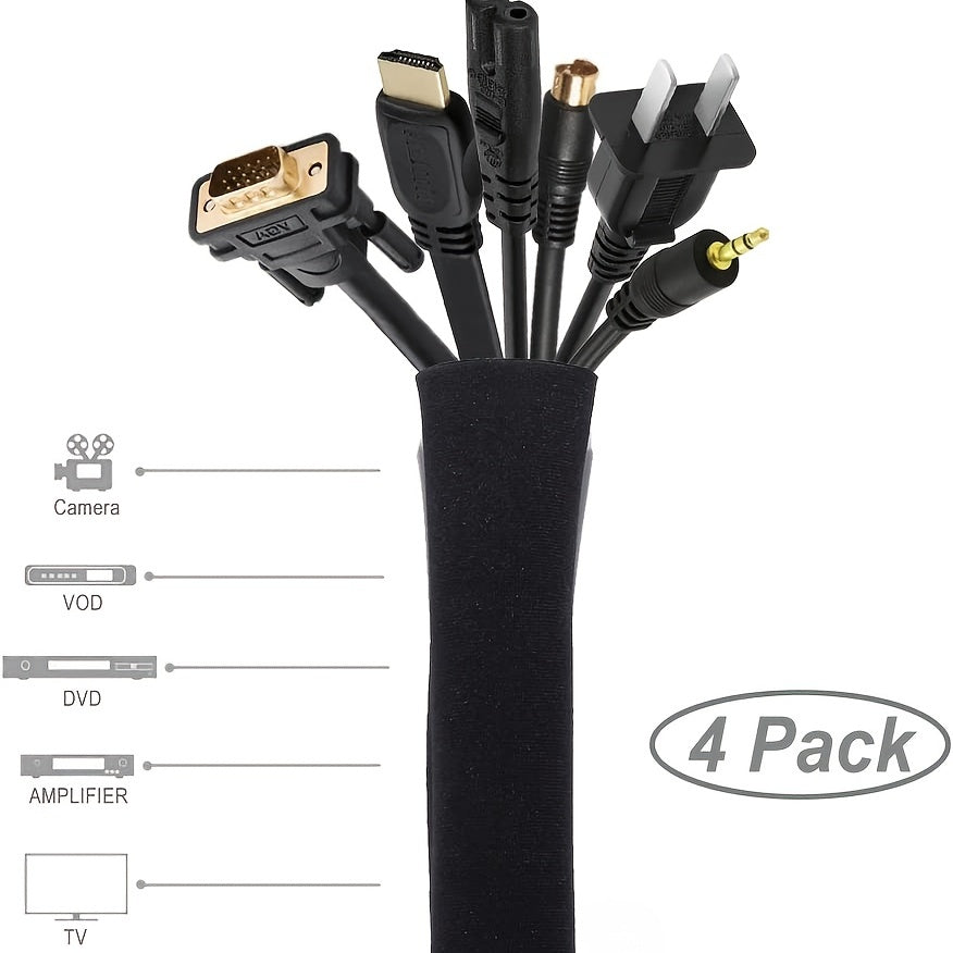 4pcs Cable Organizer for Office Storage Sleeve Wire Organizer for TV