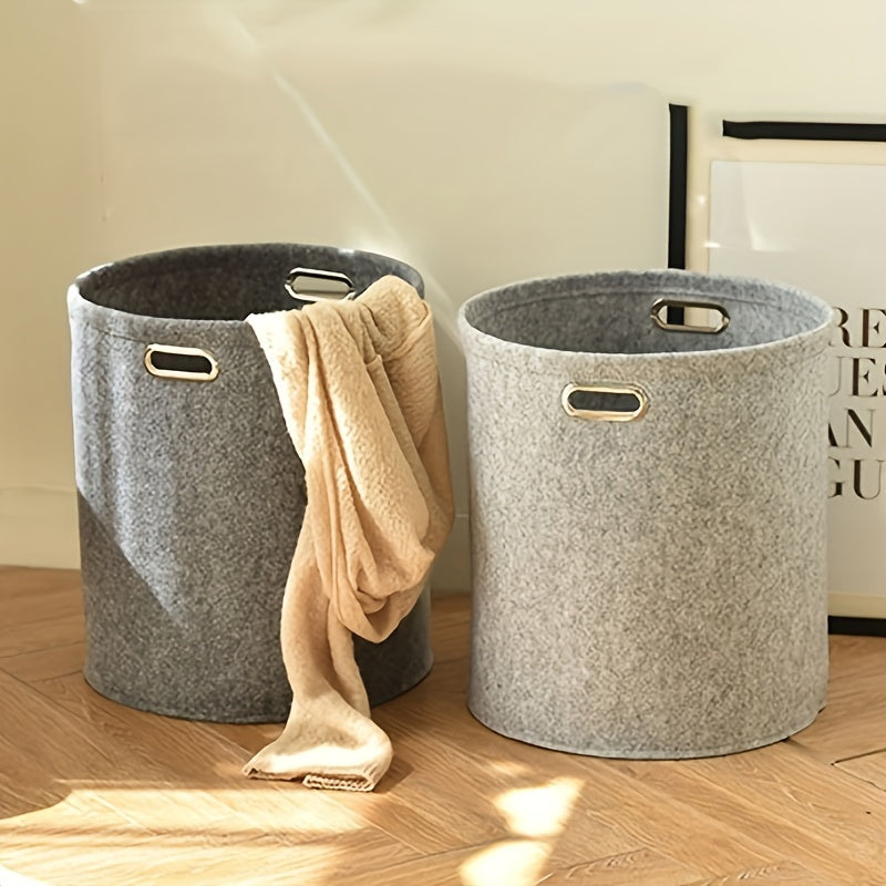 Large Capacity Solid Laundry Bag Portable Double Handle Foldable Storage Bucket