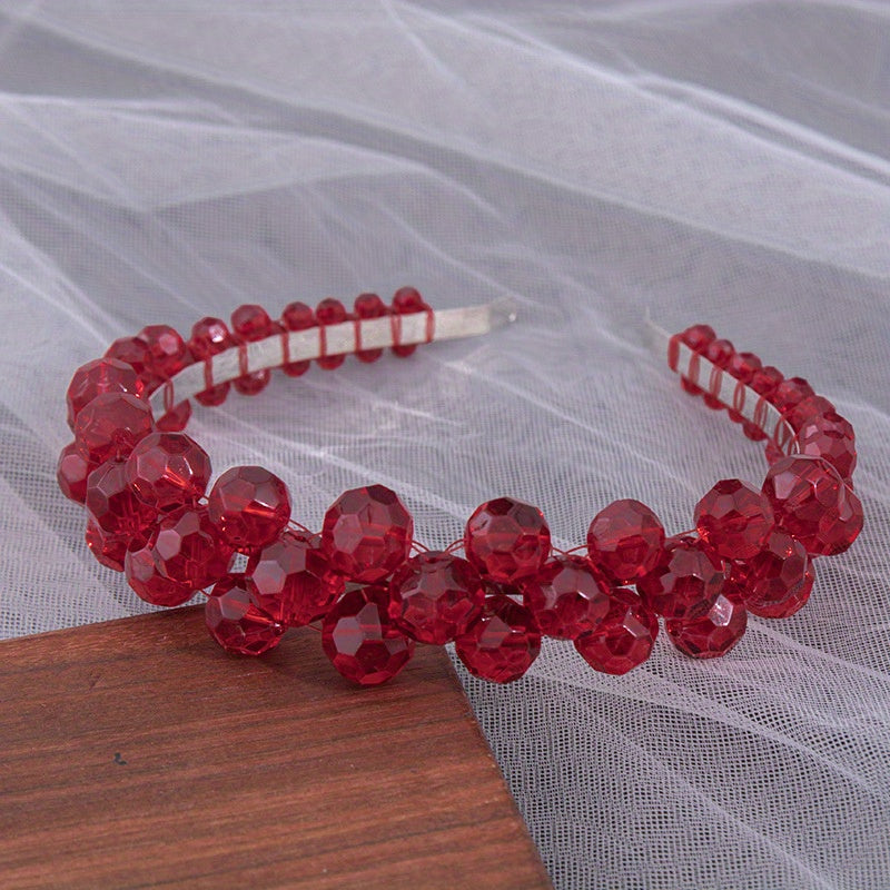 Crystal Beads Hair Hoop Headdress Bridal Wedding Veil Dress