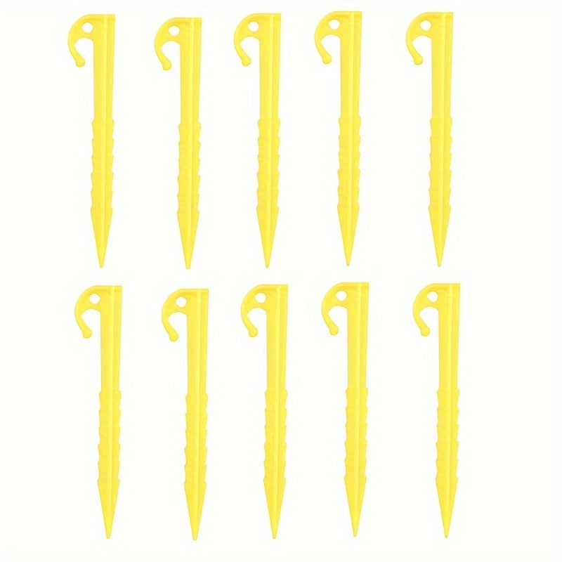 10pcs Plastic Tent Pegs Nails Outdoor Camping Stakes Windproof Beach Mat