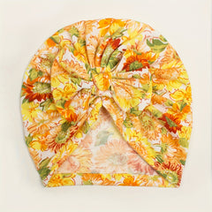 Printed Donut Kids' Baby Hat with Bow, Soft & Comfortable, Newborn Autumn Winter