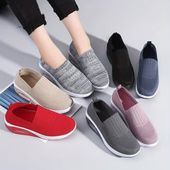Mesh Air Cushion Running Sneakers Height Increased Slip On Sports Shoes Women's