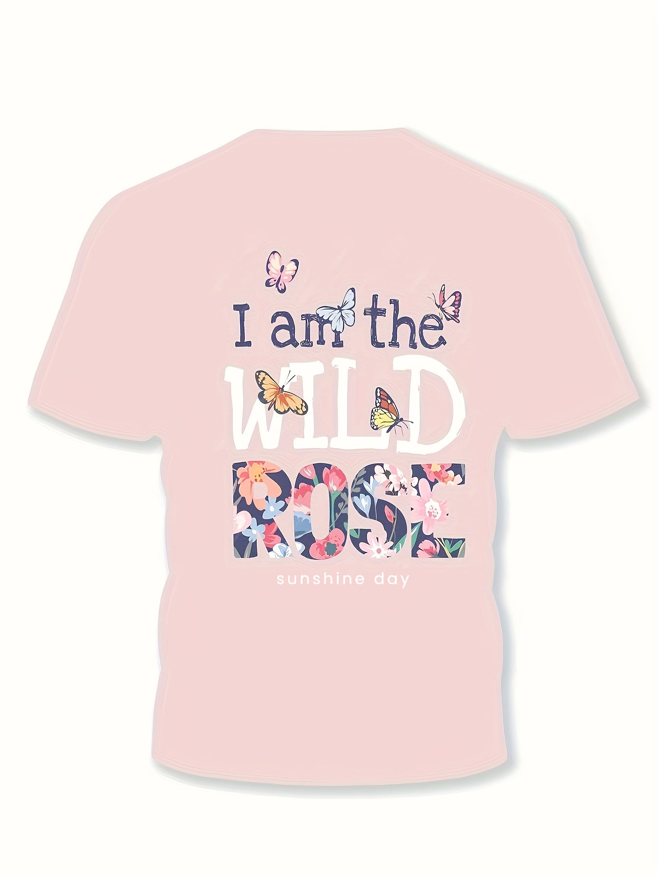 Girls boys WILD ROSE Graphic Short Sleeve T shirt Summer Sports