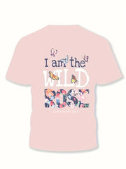 Girls boys WILD ROSE Graphic Short Sleeve T shirt Summer Sports