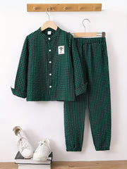 Boys Plaid Shirt&Pants Set Comfy Summer Kids Clothing