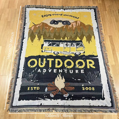 Retro Tassel Blanket Throw Sofa Cover Outdoor Adventure Camping Decorative