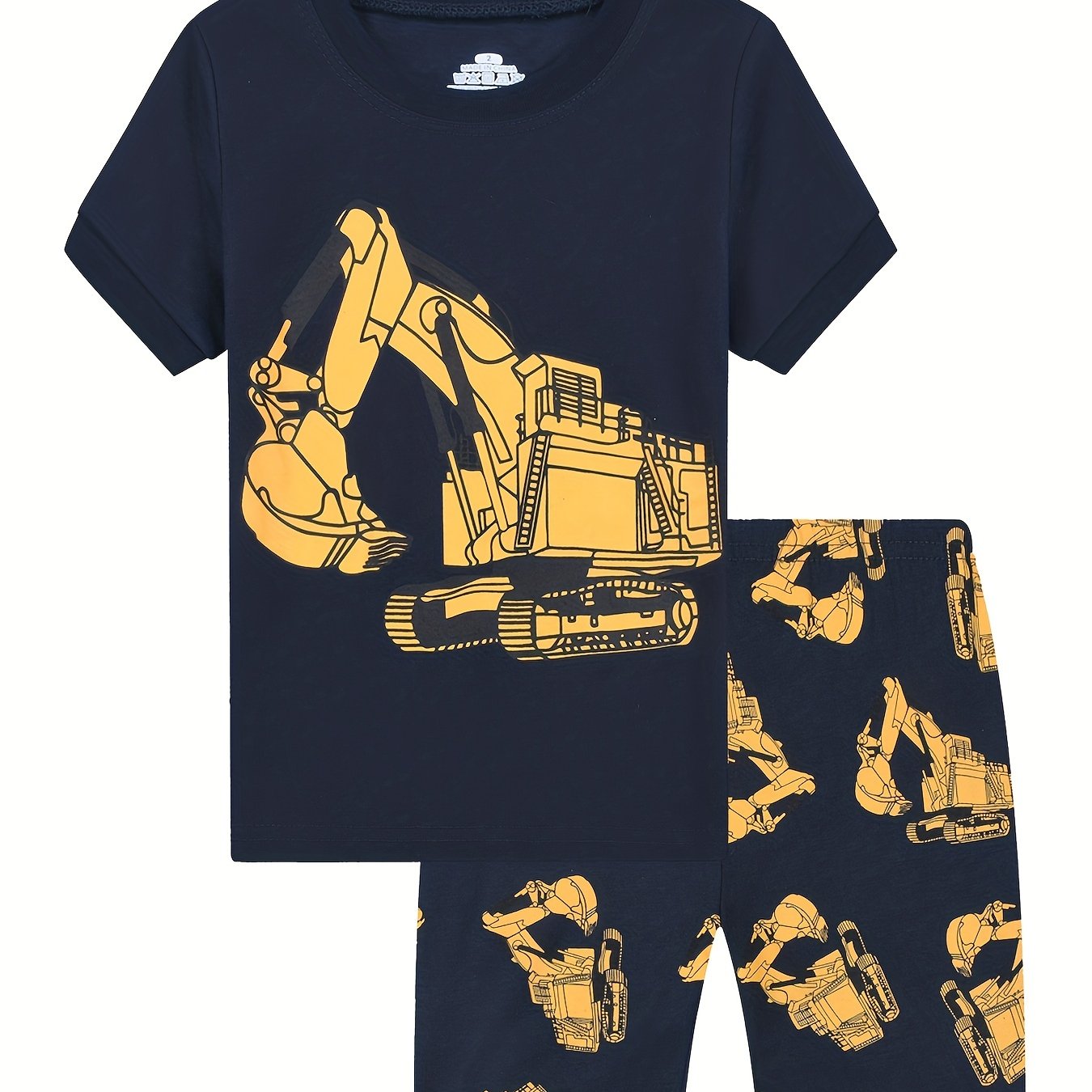 Boys Excavator Graphic Pajamas Set Short Sleejsonves Tops & Bottoms