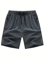Men's Breathable Shorts With Zipper Pockets Drawstring Elastic Waist