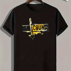 Pattern Print Men's Comfy Sports T-shirt Graphic Tee for Fitness Activities