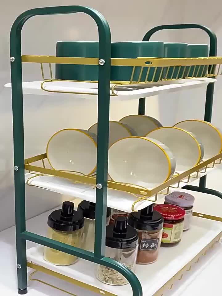 3-Tier Dish Drying Rack with Seasoning Rack - Countertop Stackable Kitchen Organ