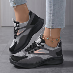 Women's Block Knit Athletic Sneakers Lightweight Mesh Shoes