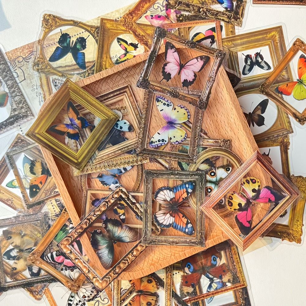 Vintage Butterfly Frame Stickers for DIY Albums & Journals