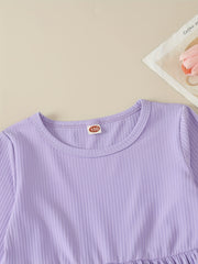 2pcs Girls Soft Rib Knit Long Sleeve Princess Dress