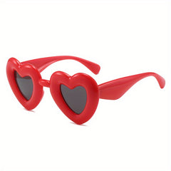Heart Inflated Frame Sunglasses for Women Men UV400 with Case