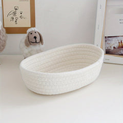 Foldable Desktop Organizer Varnished Finish Woven Basket for Office Supplies