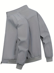 Men's Lightweight Windbreaker Jacket Stand Collar Zip Up Coat