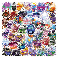 50pcs Colorful Tea Cup Stickers Waterproof Vinyl Travel Stickers Pack
