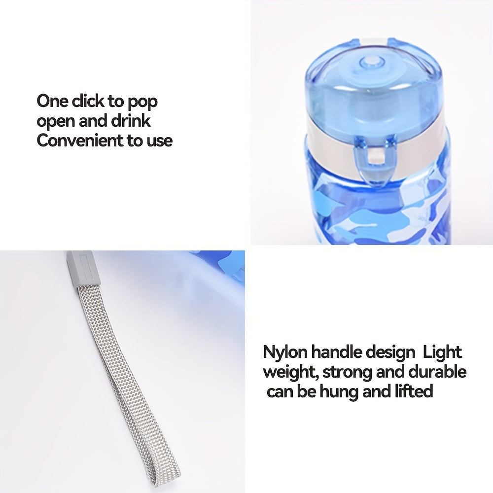 600ml Leakproof Water Cup Camouflage Flip Top Bottle for Outdoor Sports & Travel