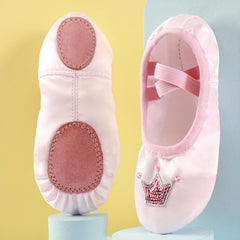 Girl's Crown Ballet Dance Shoes Soft Soled Sandals For Dance Performance Yoga