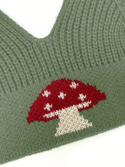 Y2K Mushroom Print Halter Top Sexy V Neck Summer Sleeveless Top