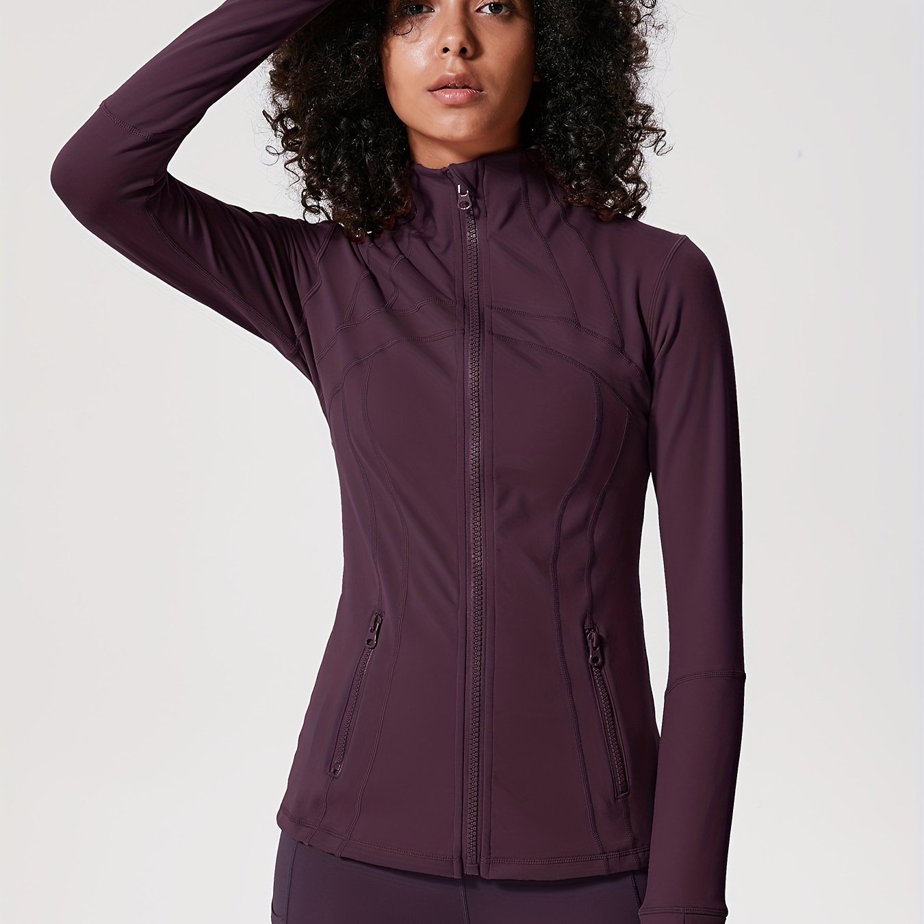 Full Zip Yoga Jacket with Thumb Holes and Pockets