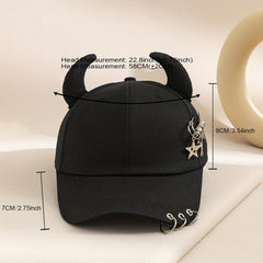 Hip hop Bull Horn Sunshade Baseball Cap for Men and Women