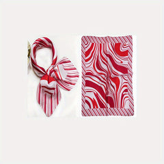 Classic Striped Square Scarf Satin Neckerchief Bandana Women Head Wrap